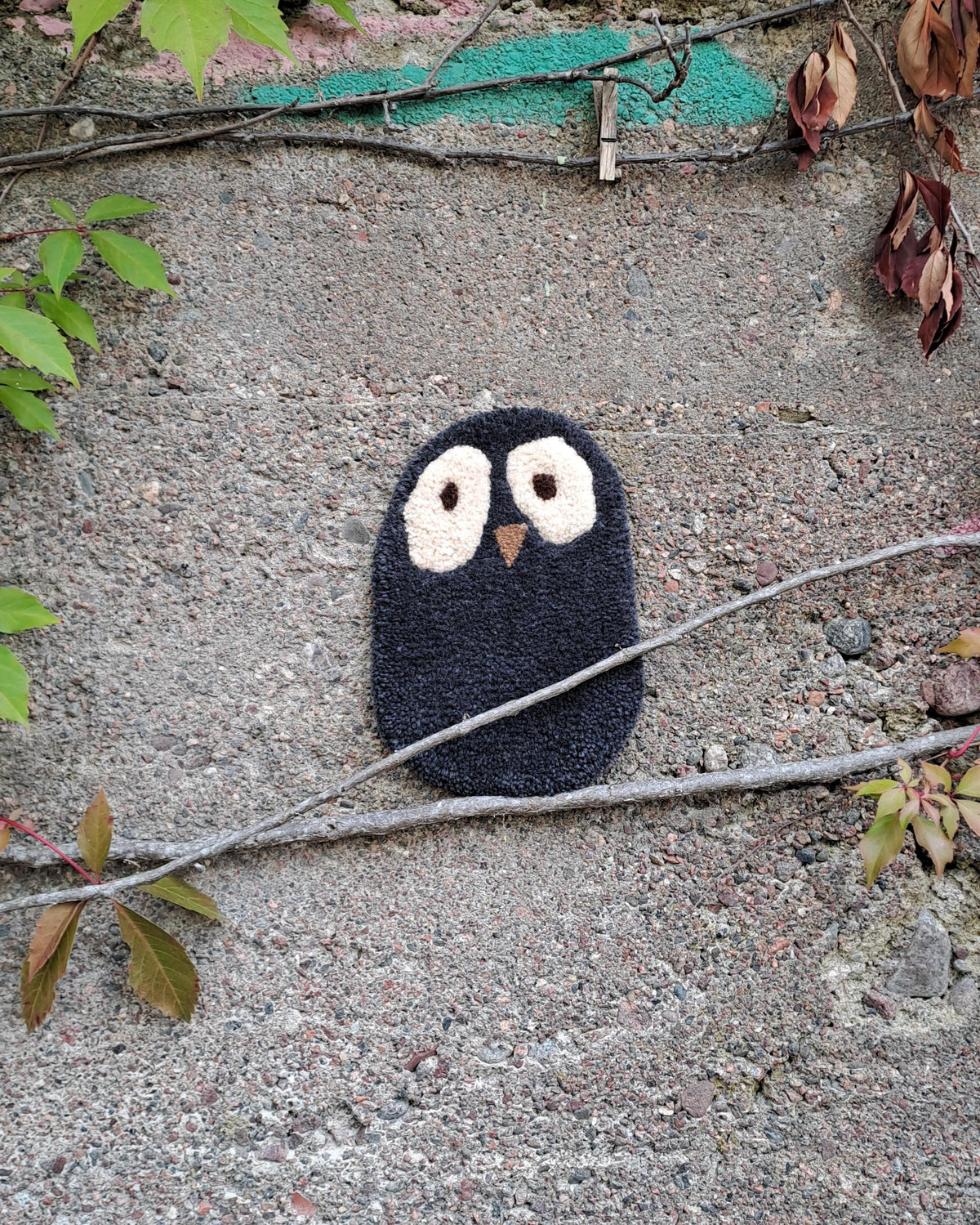 Pöllö -ryijy (tummanharmaa)